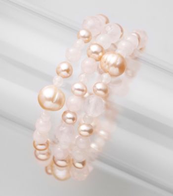 Genuine Freshwater Pearl with Rose Quartz Beads Stretch Bracelet