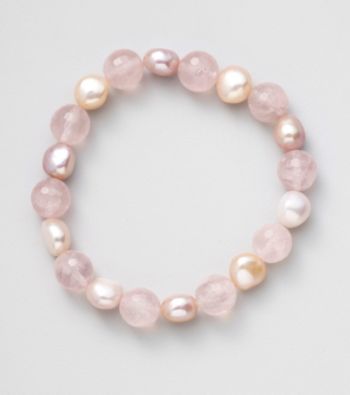 Genuine Freshwater Pearl with Rose Quartz Beads Stretch Bracelet