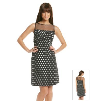 Adrianna Papell® Illusion Neck Dot Fit And Flare Dress