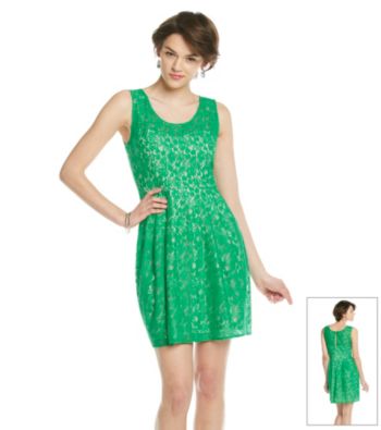 Betsey Johnson® Pleated Lace Dress