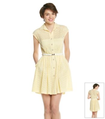 Betsey Johnson® Eyelet Belted Shirt Dress