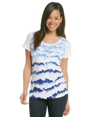 Relativity® Short Sleeve Scoopneck Scribble Sequin Tee