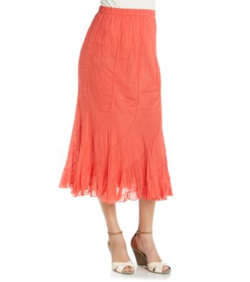Studio West Stretch Waistband Solid Color Long Swirl Skirt