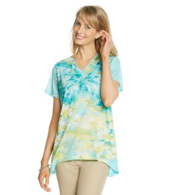 Alfred Dunner® Short Sleeve V-Neckline Watercolor Butterfly Shirt