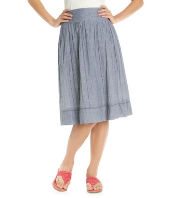 Studio West Stretch Waistband Short Chambray Tuck Waist Skirt