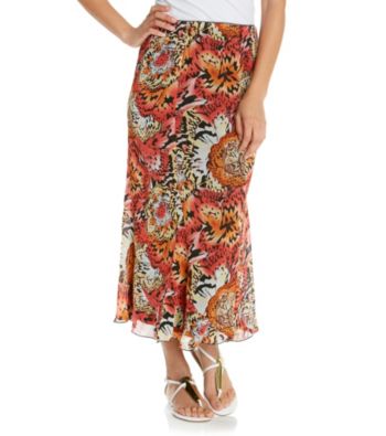 Notations® Stretch Waistband All Over Animal Print Long Skirt