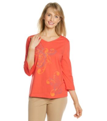 Breckenridge® Petites' V-Neck Embellished Tee