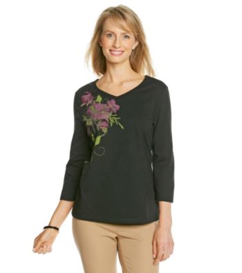 Breckenridge® Petites' V-Neck Embellished Tee