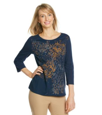 Breckenridge® Petites' Crewneck Embellished Tee