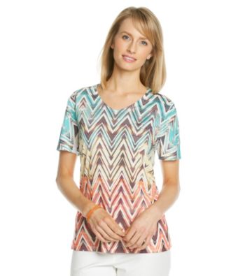 Breckenridge® Petites' Short Sleeve Chevron Print Tee