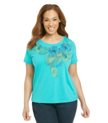 Breckenridge® Plus Size Short Sleeve Crewneck Embellished Tee