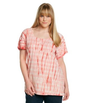 Ruff Hewn Plus Size Crochet Trim Tie-Dye Side Tie Dolman Top