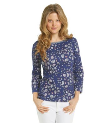 Jones New York Signature® Paisley Chambray Trim Knit