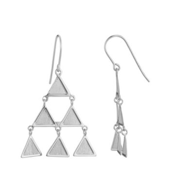 Brass Fine Silver Pltd Rhodium Pltd Triangle Wire Drop Earring