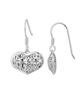 Brass Fine Silver Pltd Rhodium Pltd Woven Heart Wire Earring