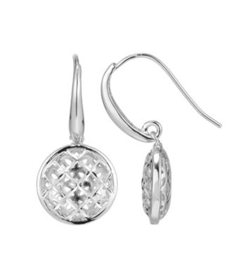 Brass Fine Silver Pltd Rhodium Woven CIircle Wire Earring