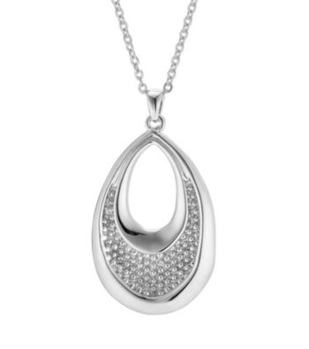 Brass Fine Silver Pltd Rhodium Pltd Beaded Teardrop Pendant On 18 Chain