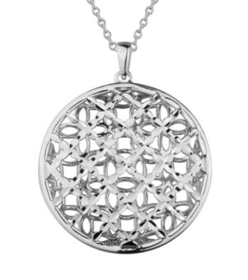 Brass Fine Silver Pltd Rhodium Pltd Woven Circle Pendant On 18