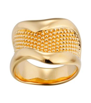 Brass Fine Silver Pltd Gold Flash Beaded Ring
