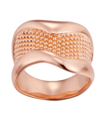 Brass Fine Silver Pltd Rosegold Flash Beaded Ring
