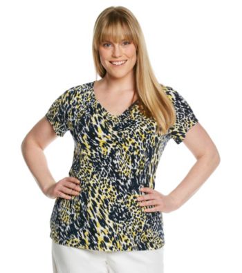 Laura Ashley® Plus Size Painted Animal V-Neck Top