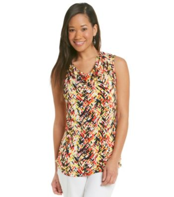 Laura Ashley® Crosshatch Drapeneck Tank