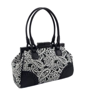 Koret™ Paisley Print Top Framed Satchel with Leather Trim