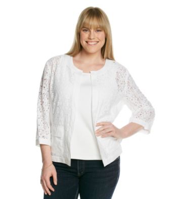 Rafaella® Plus Size Lace Front Jacket