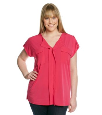 Jones New York Signature® Plus Size Extended Shoulder Woven Top