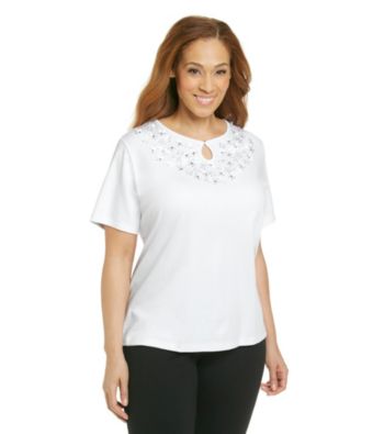 Alfred Dunner® Plus Size Knit Flowers Top
