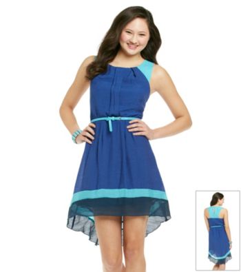 Teeze Me® Juniors' Colorblock Hi Low Dress