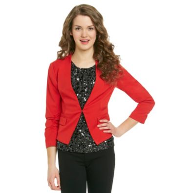 XOXO® Juniors' Ruched Sleeve Jacket