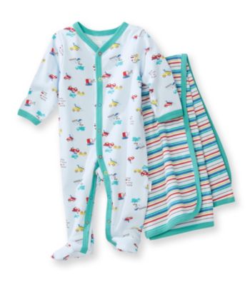 Vitamins Baby® Baby Boys' Blue Trucks Coverall and Blanket Set