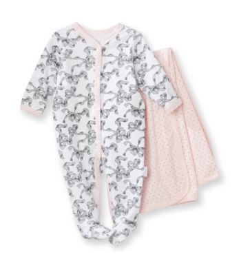 Vitamins Baby® Baby Girls' Pink Ribbon Coverall and Blanket Set