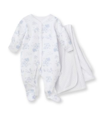 Vitamins Baby® Baby Girls' White Floral Coverall and Blanket Set