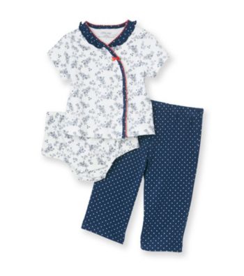 Little Me® Baby Girls' Blue 3-pc. Floral Pants Set
