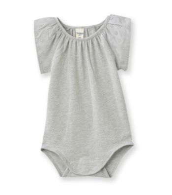 OshKosh B'Gosh® Baby Girls' Grey Flutter Sleeve Bodysuit