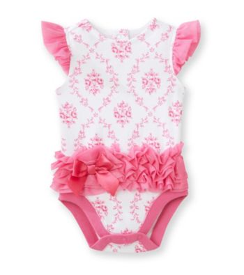 Vitamins Baby® Baby Girls' Pink/White Floral Ruffled Bodysuit