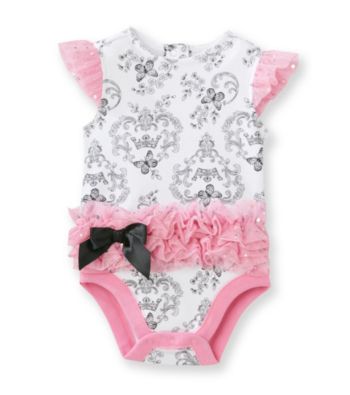 Vitamins Baby® Baby Girls' Pink Paisley Ruffled Bodysuit