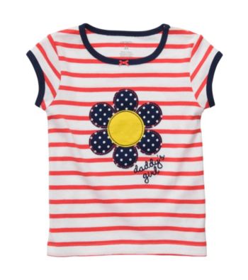Carter's® Baby Girls' White/Red Striped Flower Tee
