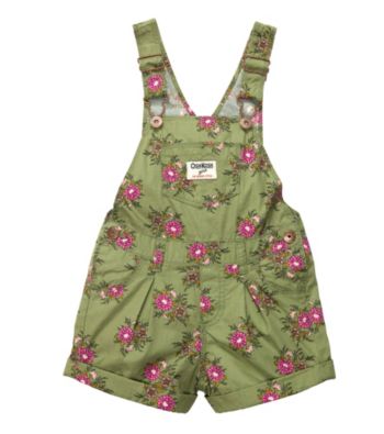 OshKosh B'Gosh® Baby Girls' Green Floral Woven Shortall
