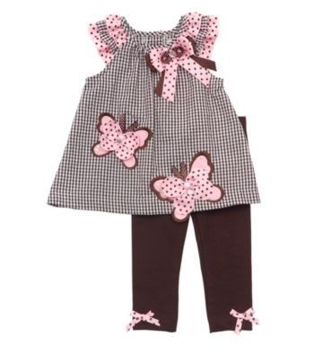 Rare Editions® Baby Girls' Brown/Pink 2-pc. Leggings Set