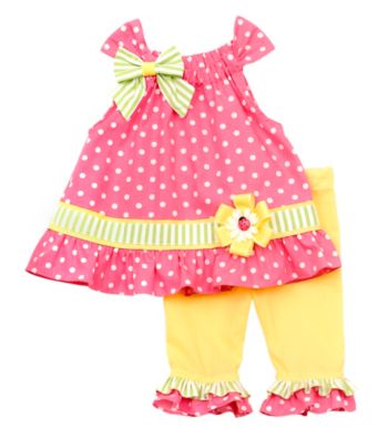 Rare Editions® Baby Girls' Pink 2-pc. Polka-Dot Leggings Set