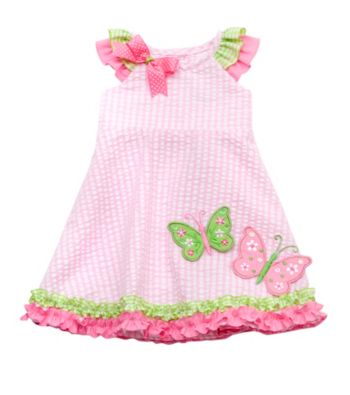 Rare Editions® Baby Girls' Pink/Green Butterfly Dress