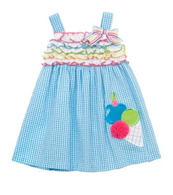 Rare Editions® Baby Girls' Blue/White Ice Cream Dress