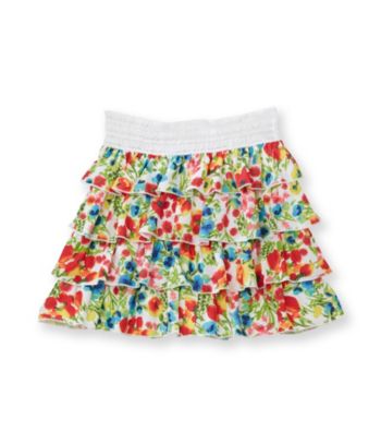 Amy Byer Girls' 7-16 Multi Floral Print Tiered Skirt