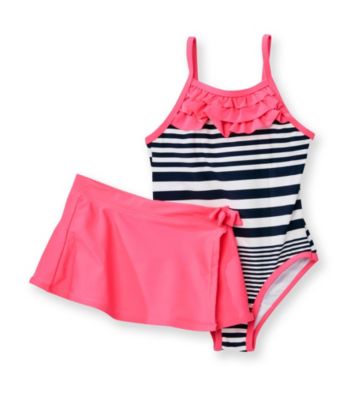 Carter's® Girls' 4-6X Navy Striped Swimsuit with Pink Skirt