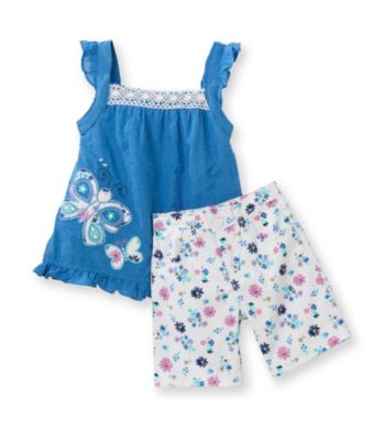 Nannette® Girls' 2T-6X Periwinkle Dot Tank and Bermudas Set