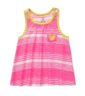 Carter's® Girls' 2T-6X Neon Pink/White Striped Swing Tank