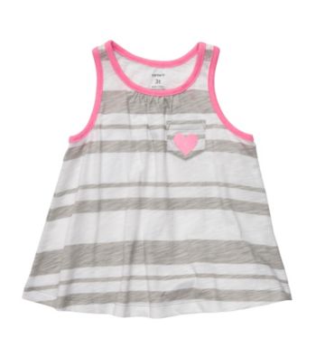 Carter's® Girls' 2T-6X Gray/White Striped Swing Tank